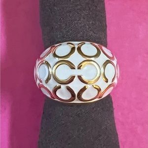 Coach Miranda White enameled dome ring